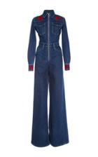 Adam Selman Embroidered Denim Utility Jumpsuit