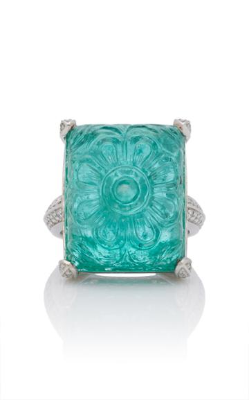 Goshwara Platinum Emerald And Diamond Ring