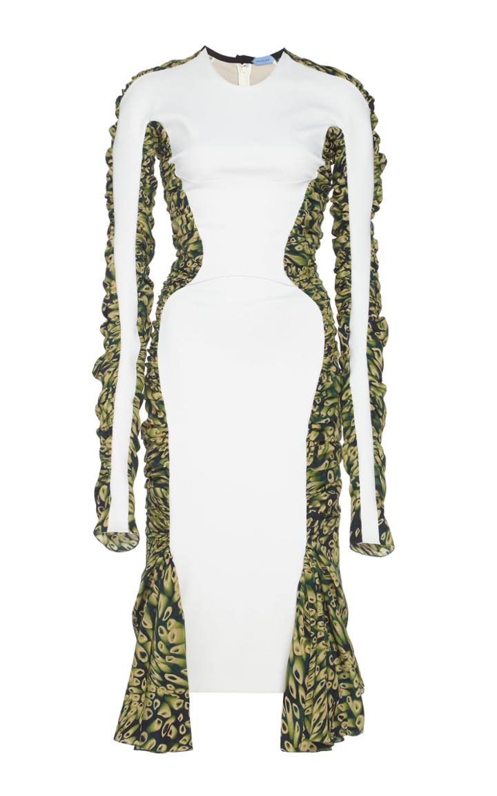 Mugler Contrast Silk Jersey Dress