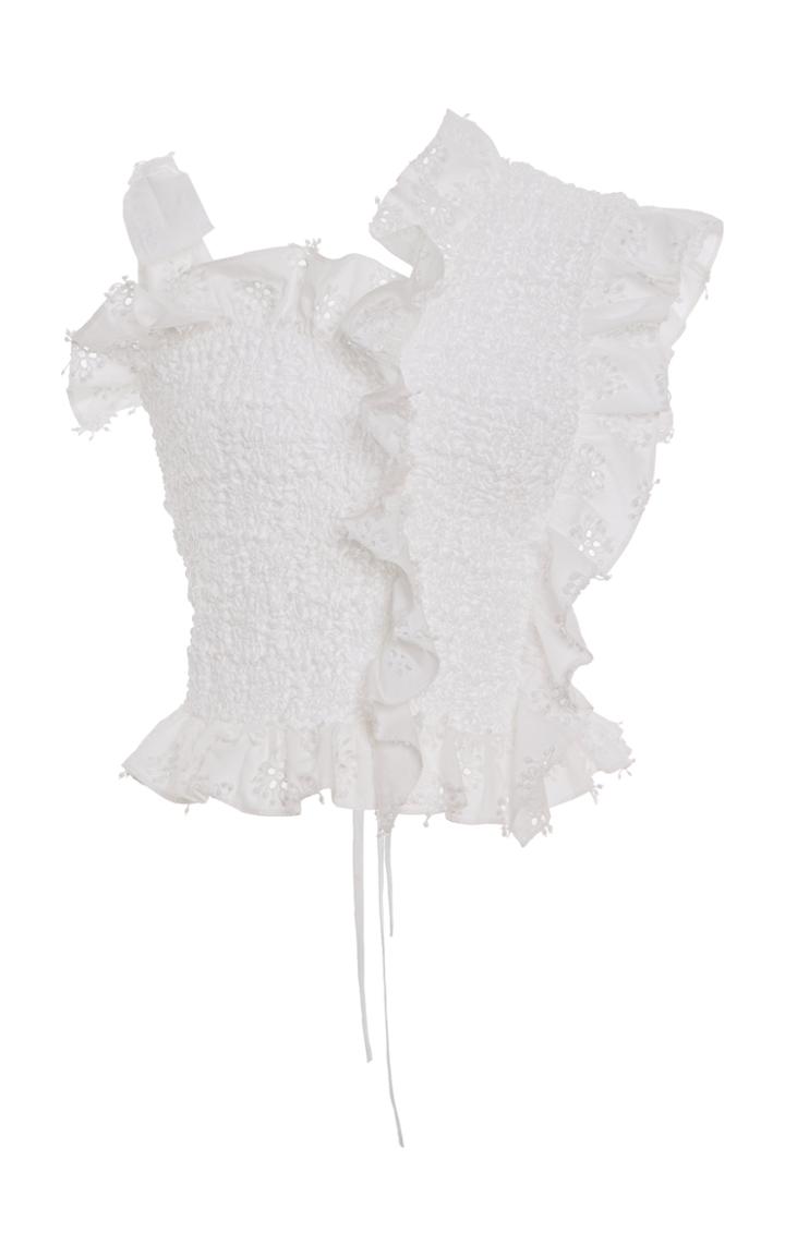 Moda Operandi Cecilie Bahnsen Michaela Smocked Cotton-blend Top
