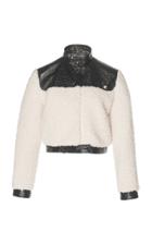 Courrges Cropped Vinyl And Faux Shearling Jacket