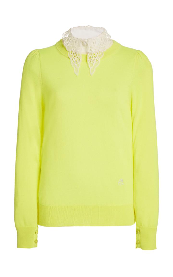 Adam Lippes Lace-accented Wool Sweater