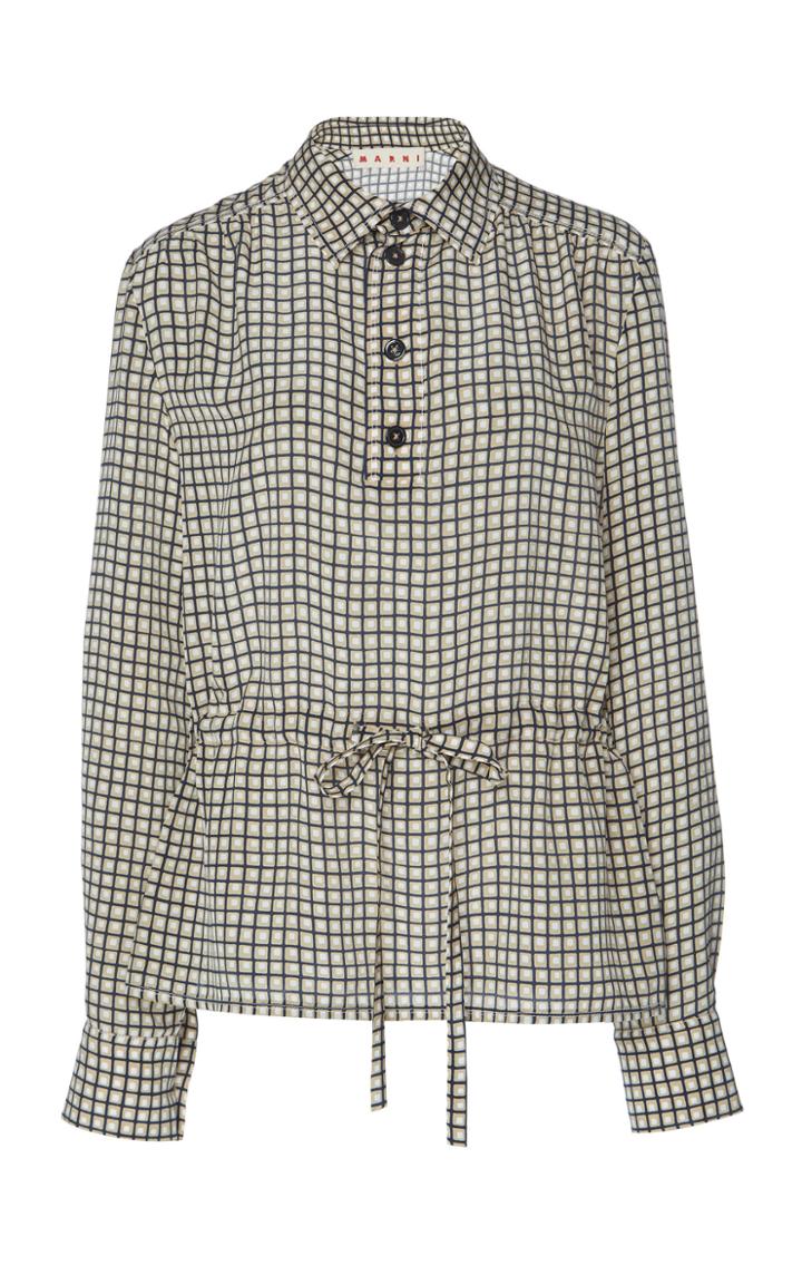 Marni Drawstring Waist Printed Silk Blouse