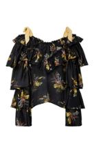Rodarte Off-the-shoulder Satin And Chiffon Top