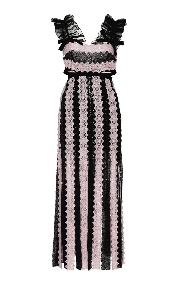 Moda Operandi Giambattista Valli Two-tone Embroidered Midi Dress Size: 44