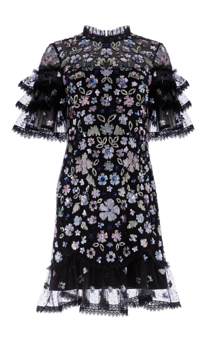 Needle & Thread Meadow Ruffled Sequin Mini Dress