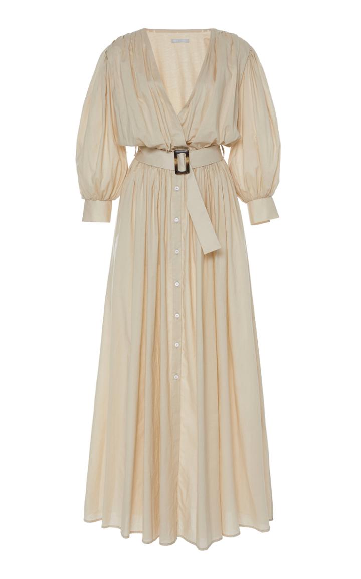 Moda Operandi White Story Aphrodite Grecian Pleated Cotton Dress Size: 8