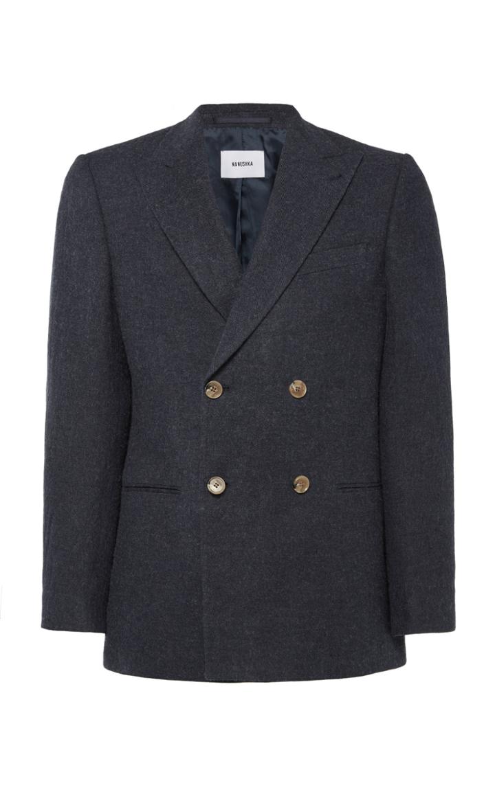 Nanushka Malvin Ramie-blend Double-breasted Blazer