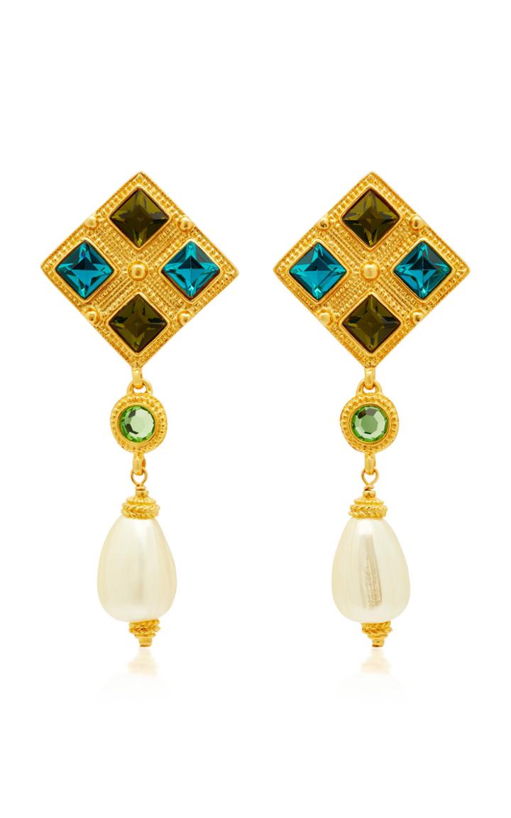 Ben Amun Gold-plated Crystal And Faux Pearl Earrings