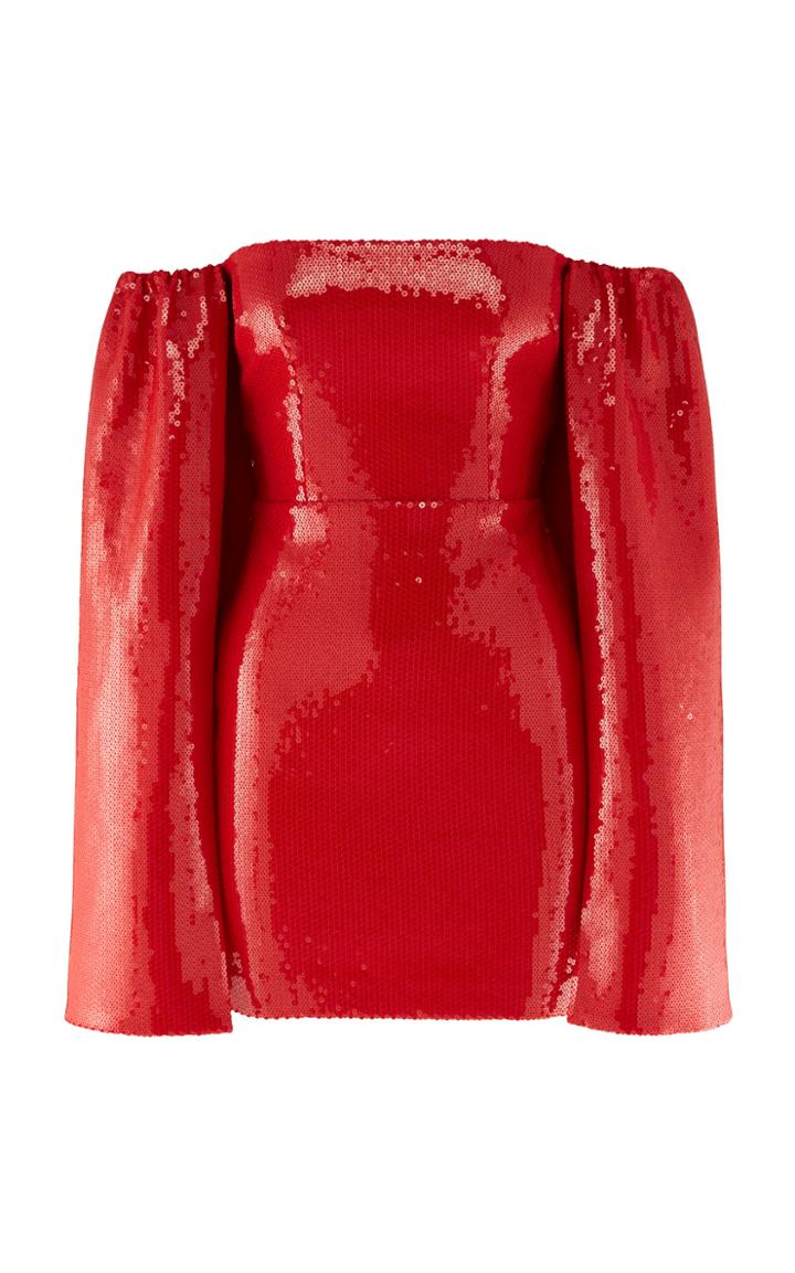 Alex Perry Maxen Sequined Off-the-shoulder Cape Dress