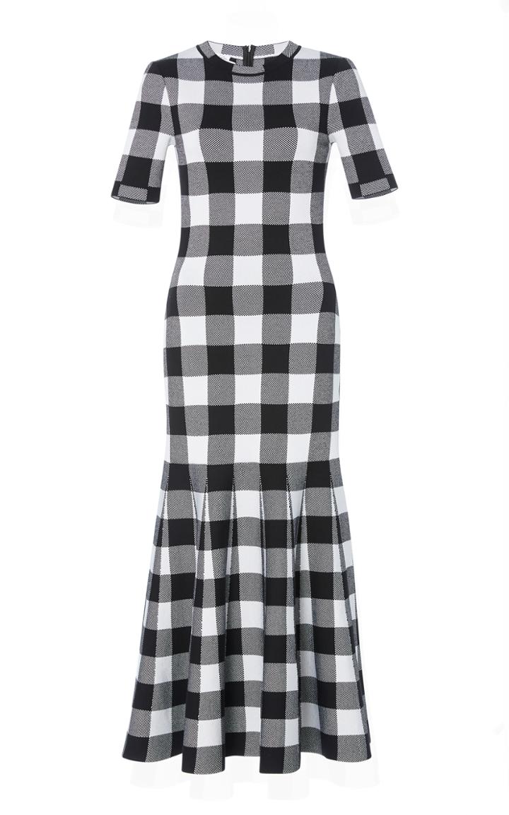 Oscar De La Renta Gingham Flared Midi Dress