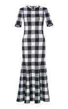Oscar De La Renta Gingham Flared Midi Dress