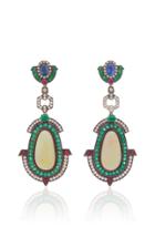 Dorion Soares 18k Goldopal Sapphire Emerald Diamond And Ruby Drop Earrings