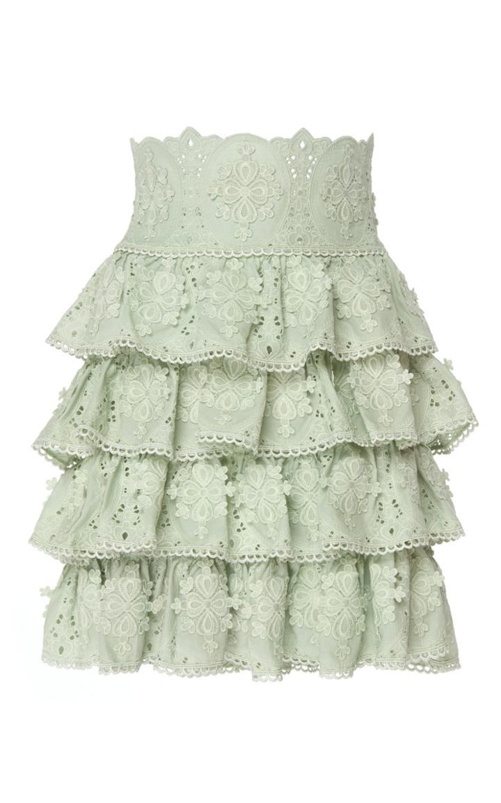 Costarellos Ruffled Silk-chiffon Mini Skirt