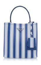 Prada Striped Leather Tote Bag