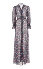 Moda Operandi Luisa Beccaria Floral Printed Ruffled Georgette Midi Dress Size: 36