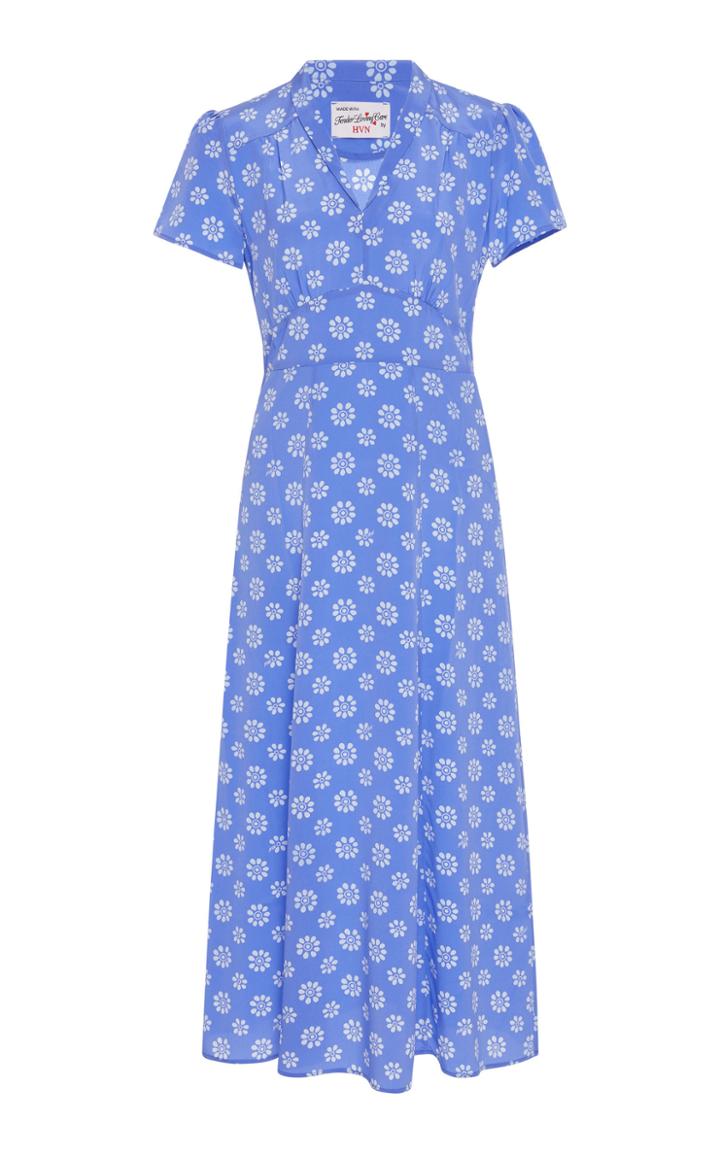 Hvn Morgan Floral Silk Midi Dress
