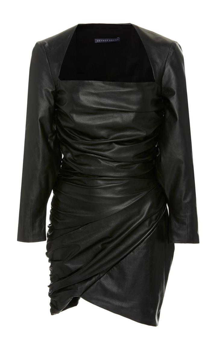 Zeynep Aray Draped Leather Dress