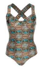 Agua De Coco Printed Crossover Strap One-piece Swimsuit