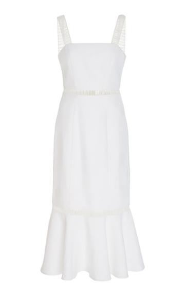 Staud Lychee Pointelle Linen-cotton Midi Dress