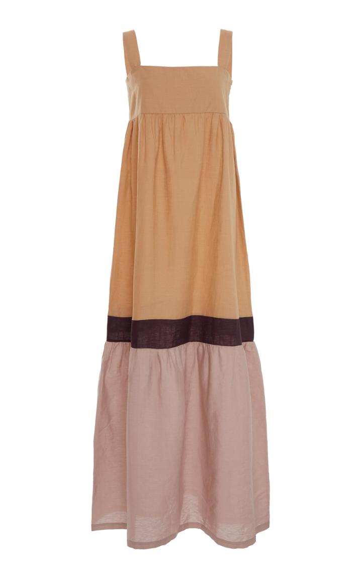 Adriana Degreas Tricolor Tiered Maxi Dress