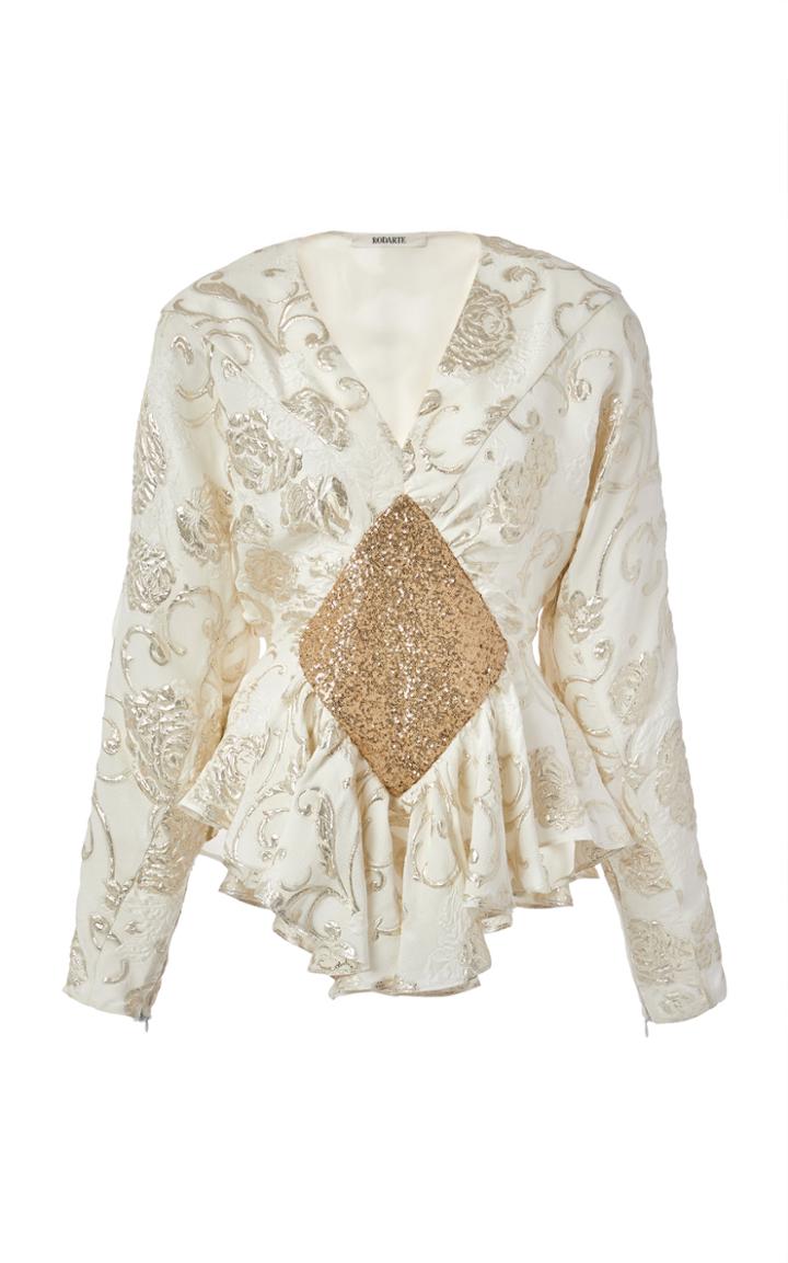 Rodarte Sequin-detailed Jacquard Blouse