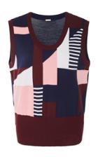 Adam Lippes Geometric Print Scoop Neck Wool Top