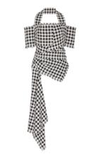 Oscar De La Renta Plaid Cold-shoulder Cotton Blouse