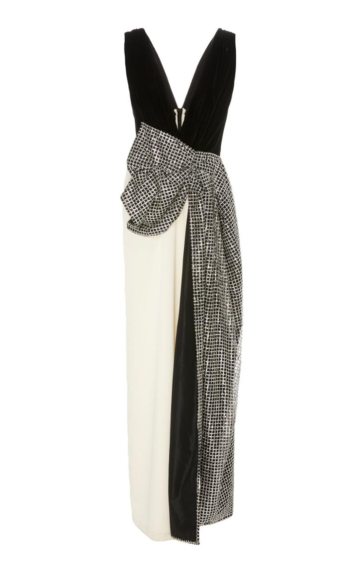Daniele Carlotta Deep V-neck Evening Gown