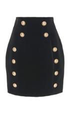 Balmain Button-embellished Cotton-velvet Mini Skirt