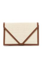 Hunting Season Leather-trimmed Woven Envelope Clutch
