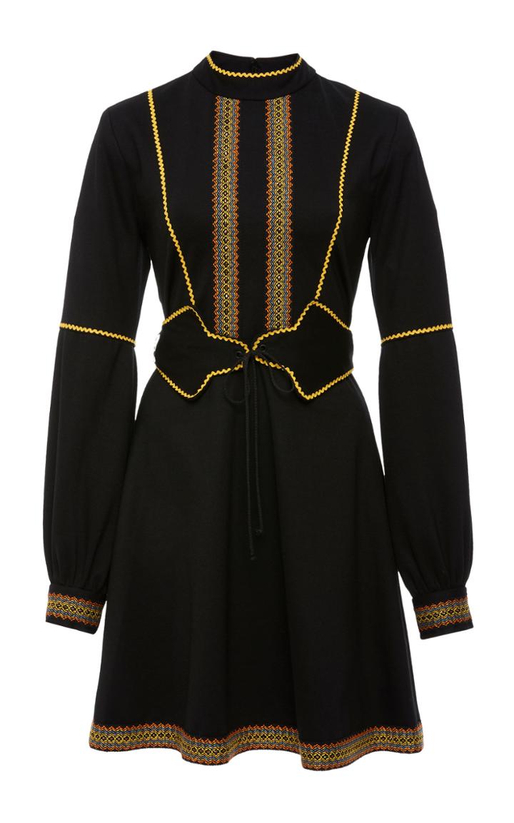 Anna Sui Solid Crepe Dress With Belt