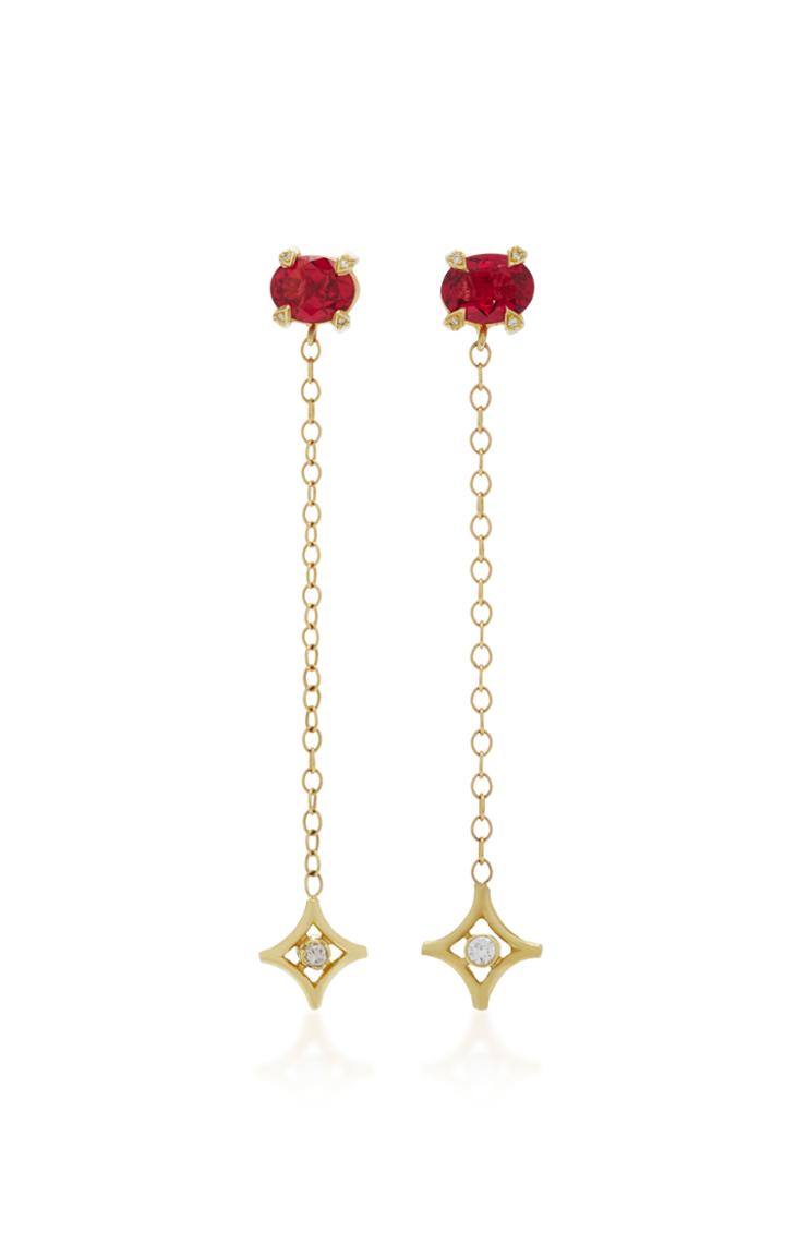 Jordan Alexander 18k Gold Diamond And Garnet Earrings