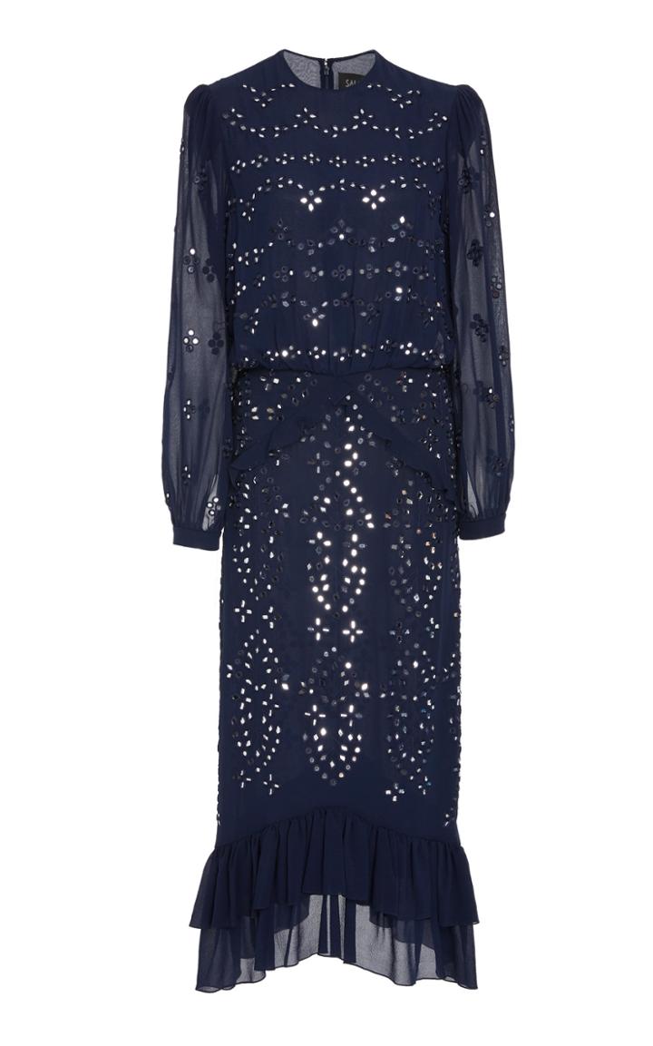 Saloni Isa Ruffle Midi Dress