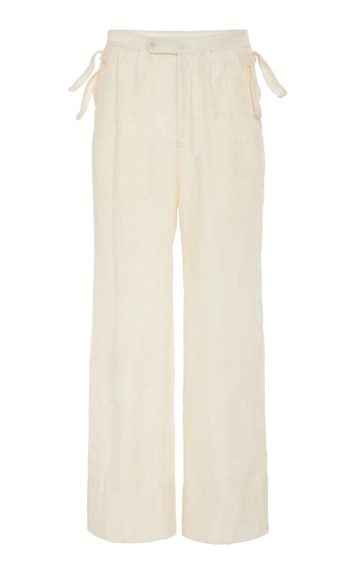 Bode Wide Weave Linen Trouser