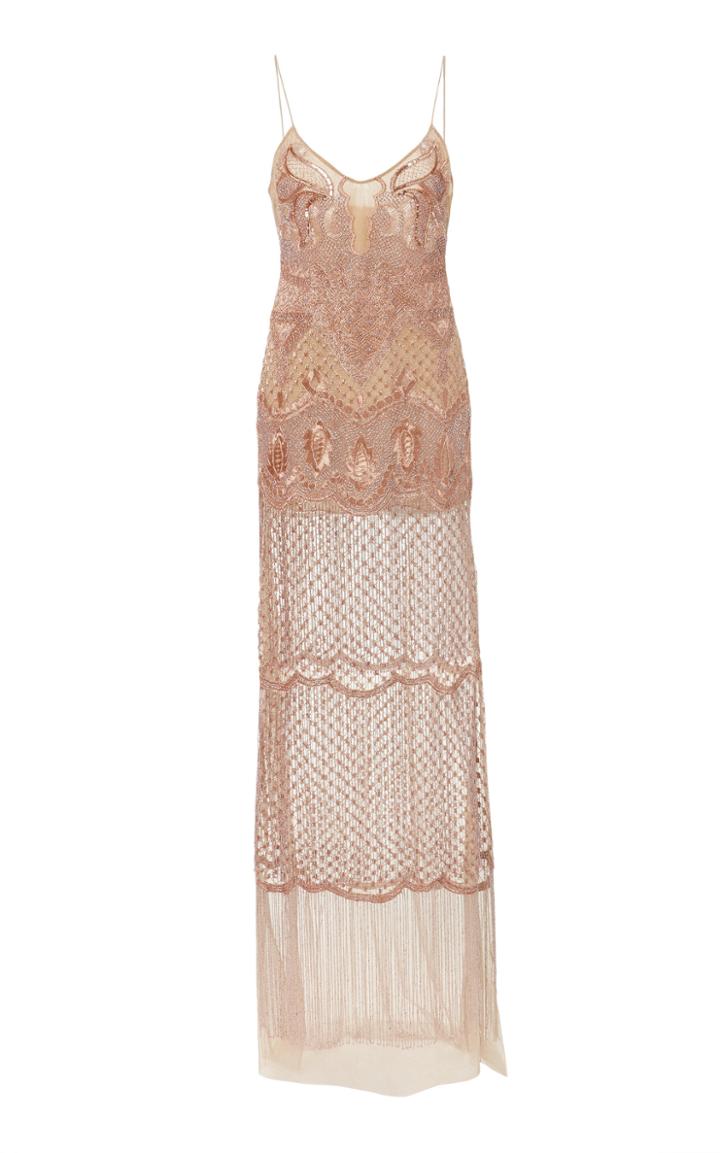 Cucculelli Shaheen Dreamweaver Fringe-trimmed Tulle Gown