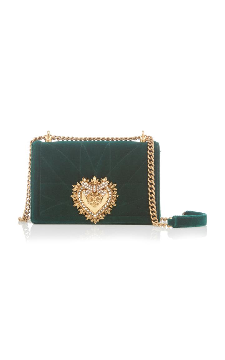 Dolce & Gabbana Devotion Embellished Velvet Shoulder Bag