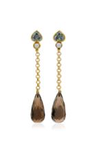 Sorab & Roshi 18k Gold Aquamarine Pearl And Topaz Earrings