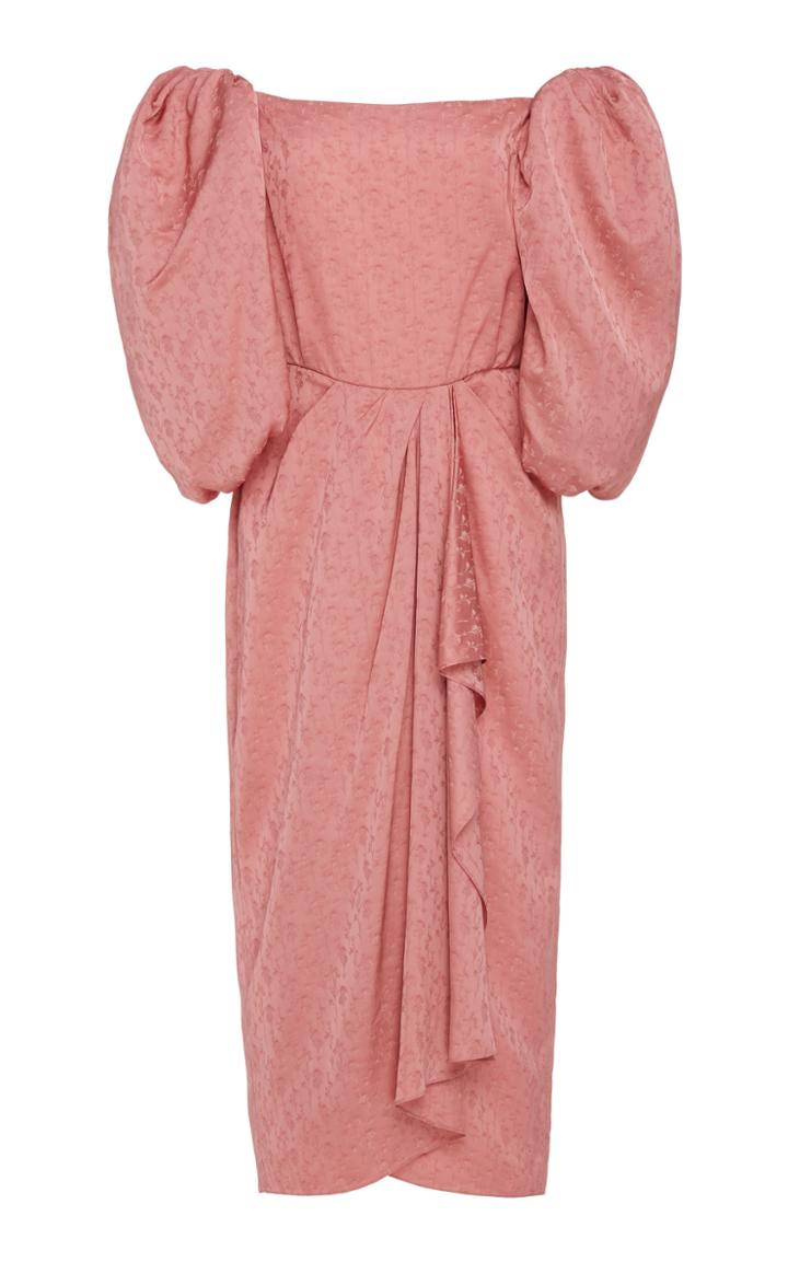 Johanna Ortiz Romanza Puff Sleeve Jacquard Midi Dress