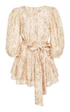 Loveshackfancy Pearla Tie-detailed Floral-print Silk Mini Dress