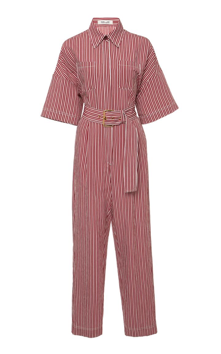 Diane Von Furstenberg Short Sleeve Pocket Jumpsuit