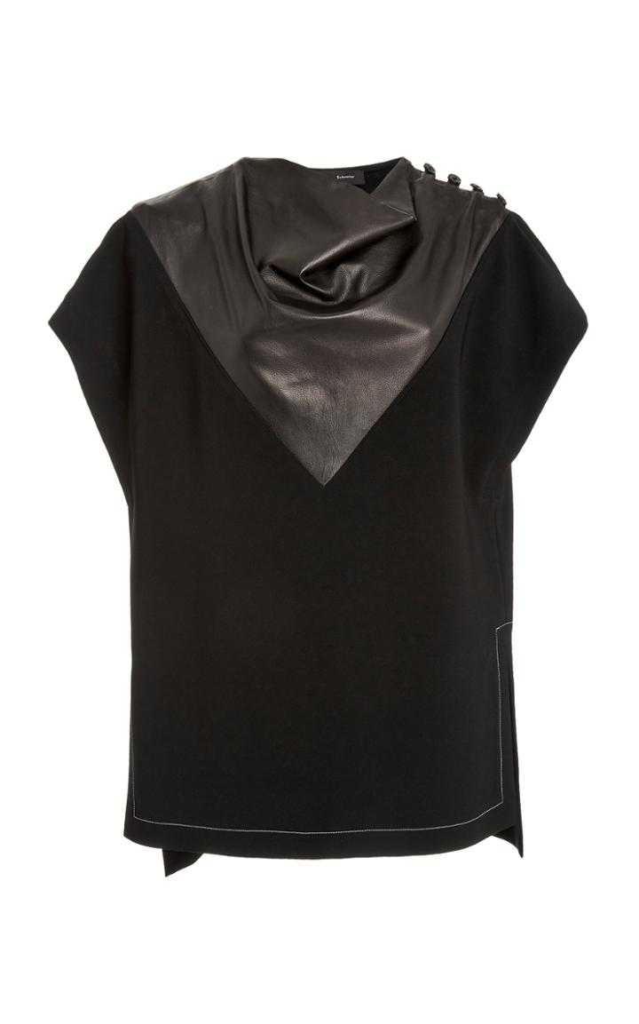 Proenza Schouler Leather-inset Crepe Top