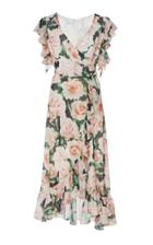 Costarellos Floral-patterned Wrap-front Georgette Dress
