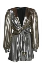 Alberta Ferretti Metallic Silk Blend Mini Dress
