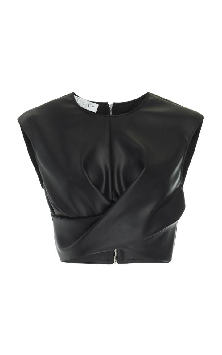 Tre By Natalie Ratabesi Rhea Leather Crop Top