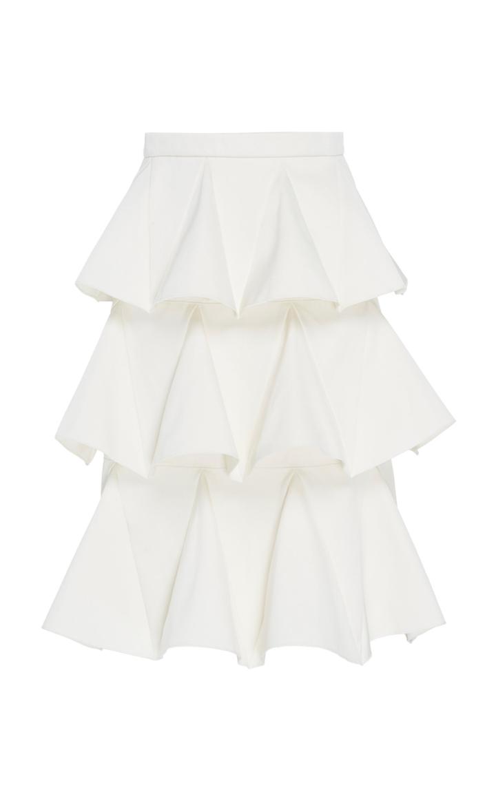 Maison Rabih Kayrouz Tiered Cotton-blend Satin Midi Skirt
