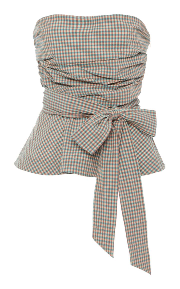 Moda Operandi Veronica Beard Jolene Gingham Tie-accented Top Size: 0