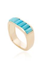 Moda Operandi Jane Taylor Cirque Medium Baguette Square Stacking Band With Turquoise
