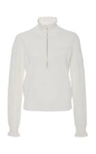 Veronica Beard Silvi Ruffled Mock-neck Pointelle Sweater