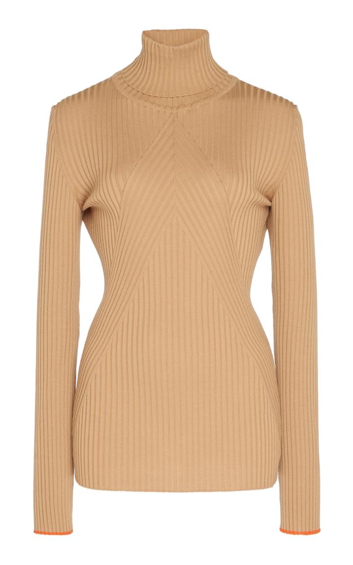 Victoria Beckham Merino Wool Slim Fit Rib Knit Sweater